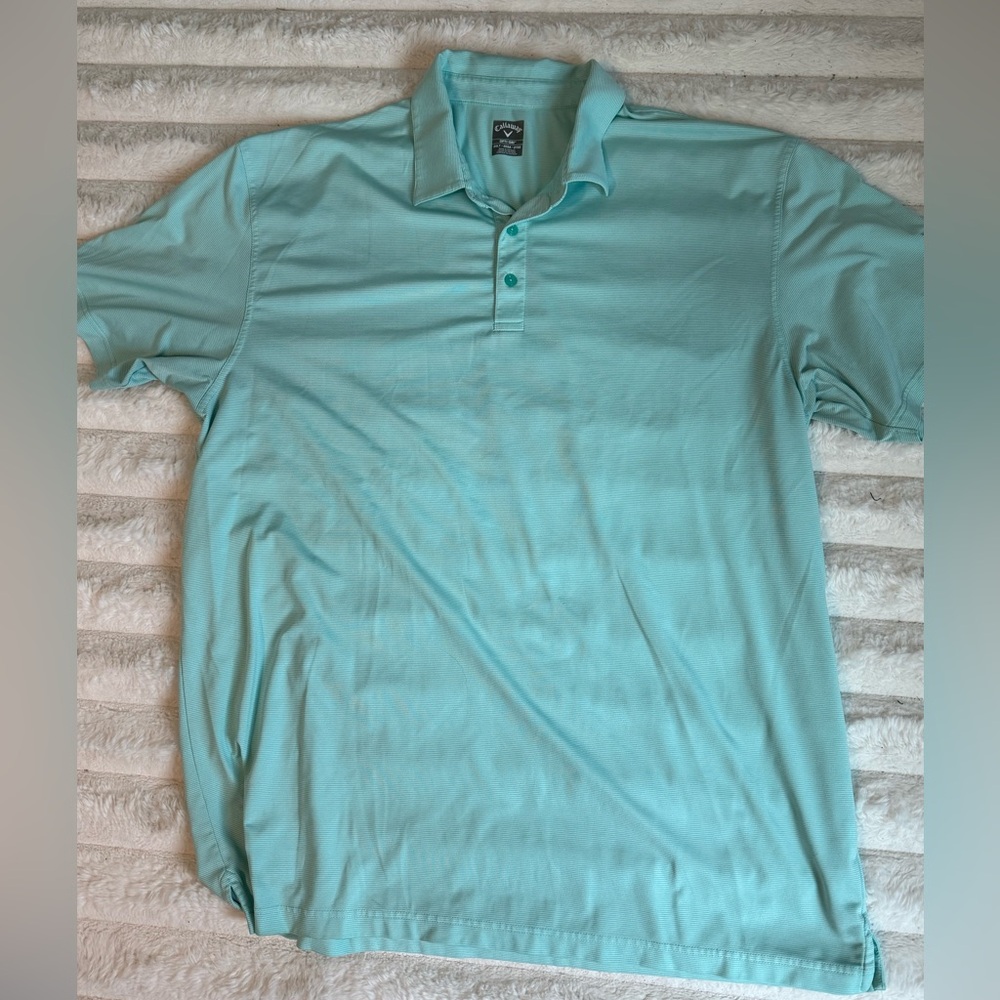 Calloway Optional Dri Golf Shirt Green White Stripe